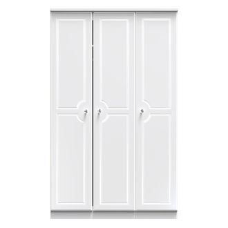 Welcome Furniture Clarence Ready Assembled Triple Plain Wardrobe in White Gloss & White - Welcome Furniture | TJ Hughes