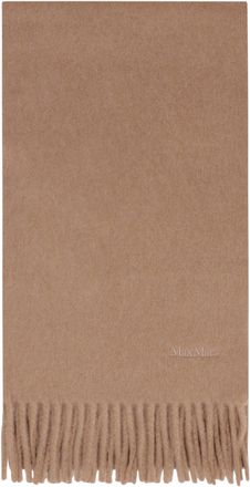 Max Mara Womens Wool Scarf With Fringes Camel Scarfs