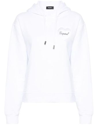 Dsquared2 White Mesh Heart Sweatshirt