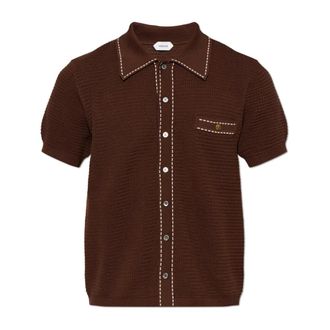 Versace Cardigans, male, Brown, Size: XL Cotton Knit Shirt