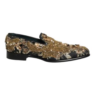 Dolce & Gabbana Velvet Loafers with Embroidery - male - Dolce & Gabbana - Loafers - Multicolor - 10 UK - Shoes