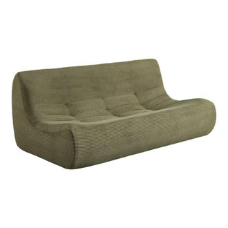 Sweeek Sof&aacute; envasado al vac&iacute;o de terciopelo de pana, 3 plazas, verde kaki