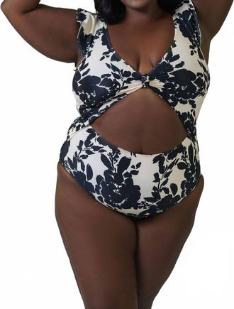 Tanya Taylor Coraline One Piece Swimwear - Plus In Cream Black Multi Shadow Bloom