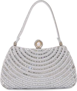 Berness Circle Rhinestone Design Shoulder Bag in Silver at Nordstrom Rack