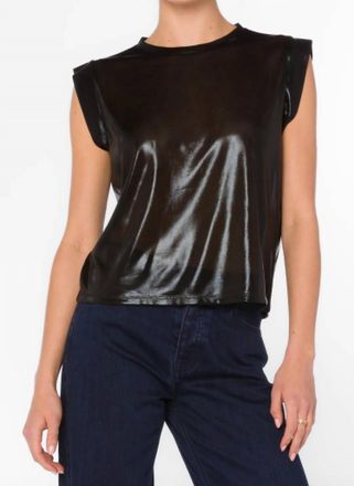 Velvet Heart Shiny Foil Crewneck Muscle Top In Black