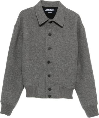 Jacquemus Boxy Cropped Jacket With Classic Collar And Ribbed Details