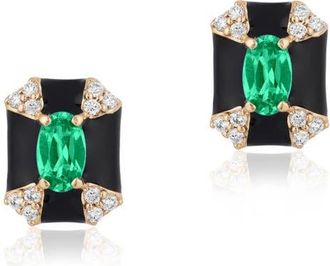 Goshwara Queen Octagon Emerald & Diamond Earrings in Green /Black at Nordstrom