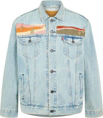 Levi's Mens Levis Trucker Jacket in Set The Scene - Green - Size Medium
