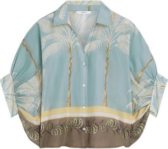 Summum Blouse Palmtree Print - Dames - Overhemden - Veelkleurig - S - Overhemden
