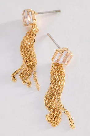 Anthropologie Crystal & Fringe Post Earrings