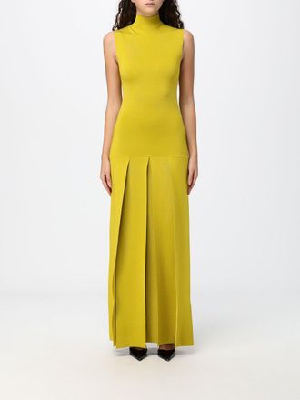 Alaia Long Off-the-Shoulder Slim Fit Sheath Dress in Silk Blend