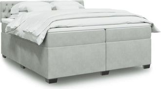 vidaXL Cama Box Spring Con Colch&oacute;n Terciopelo Gris Claro 200x200 Cm Vidaxl
