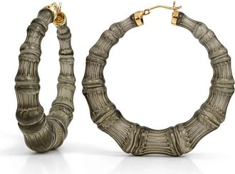 Gold & Honey Womens Lucite Bamboo Hoop Earrings In Blackberry