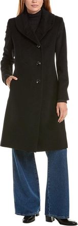 Sofiacashmere Sofiacashmere Round Collar Wool & Cashmere-Blend Coat