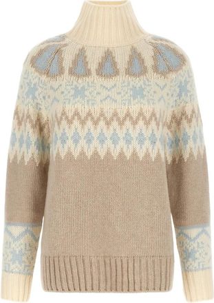 Herno Pullover met hoge hals - Dames - Coltruien - Beige - L - Wol - Truien & Vesten