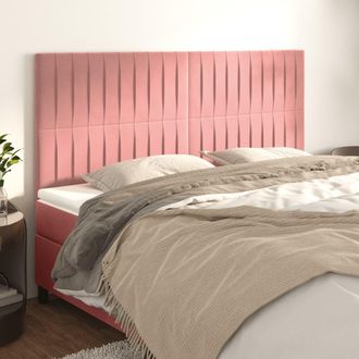 vidaXL Cabeceros 4 Unidades De Terciopelo Rosa 80x5x78/88 Cm Vidaxl