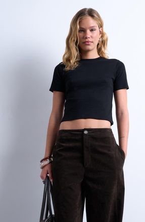 Topshop Everyday Crop Cotton T-Shirt in Black at Nordstrom, Size X-Small