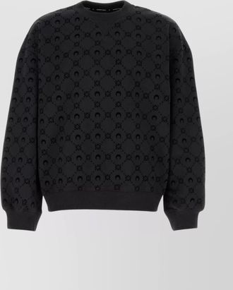 Marine Serre all-over patterned cotton crew neck sweatshirt