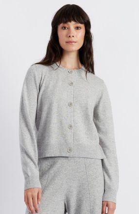 Chinti and Parker Wool Cashmere Blend Crew Neck Cropped Cardigan in Light Grey at Nordstrom, Size X-Small