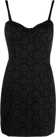 Rotate floral jacquard minidress - women - Polyester/Polyester/Spandex/Elastane/Spandex/Elastane - 36 - Black