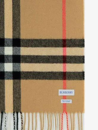 Burberry Unisex Scarf Giant Check Cashmere Beige Scarfs