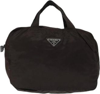 Prada Pre-owned Handbags, female, Brown, Size: ONE SIZE Pre-owned Nylon Handbag