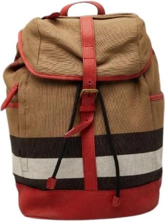 Burberry Pre-owned Check Canvas Leather Backpack - Dames - Vintage Rugzakken - Veelkleurig - ONE Size - Leer - Vintage