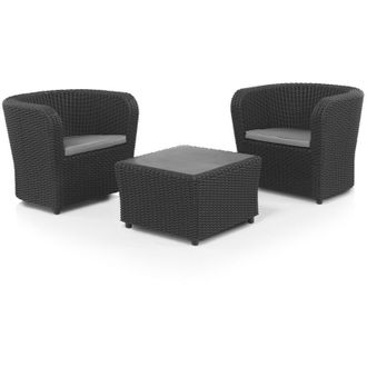 Shaf Shaf - Set Nova Tete A Tete Grafito Con 2 Sillones Y Mesa De Centro. Sp-berner