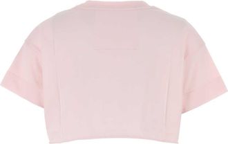 Givenchy Womens Embroidered Logo Cotton Crop T-Shirt Pink