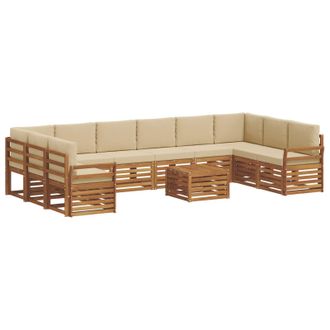 vidaXL Conjunto De Sof&aacute;s De Exterior Con Coj&iacute;n 11 Pcs Natural Y Beige Vidaxl