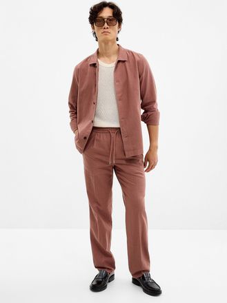 Profuomo Mens Dusty pink cotton-linen pant
