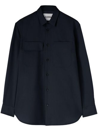 Jil Sander long-sleeved wool shirt - men - Wool - 39 - Blue