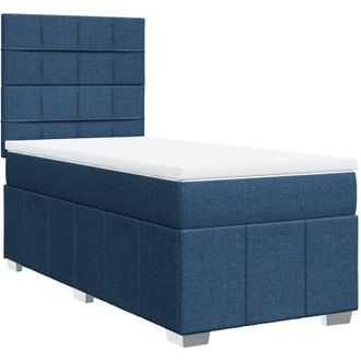 vidaXL Cama Box Spring Con Colch&oacute;n Tela Azul 90x200 Cm Vidaxl
