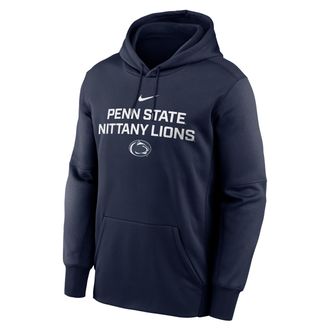 Nike Mens Penn State Team Stacked Mens Nike Therma College Pullover Hoodie in Blue | NKAQ41SPSN-DQE