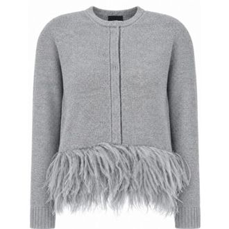 Fabiana Filippi Cardigan con finiture in piuma - - Knitwear - Donna - Grigio - M