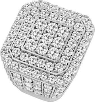 Pompeii3 5Ct Diamond Ring Mens Flashy Multi Row Wedding Band in White or Yellow Gold