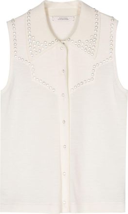 Dorothee Schumacher stud-embellished knitted top - women - Virgin Wool - 3 - White