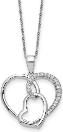 Diamond2Deal Sterling Silver Cubic Zirconia Together In Love Necklace