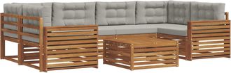 vidaXL Conjunto De Sof&aacute;s De Exterior 7 Uds. Gris Natural Y Claro Vidaxl