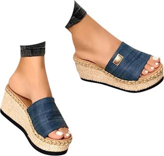 Generic Wedge Sandals for Women,Women Platform Sandals,Ladies Wedges,Summer Large Size Open Toe Fashion Retro Non-Slip Comfortable Ladies Platform Shoes,Summe