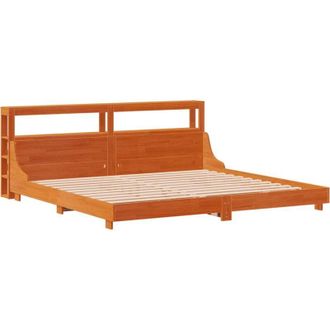 vidaXL Vidaxl - Cama Sin Colch&oacute;n Madera Maciza De Pino Marr&oacute;n Cera 200x200 Cm