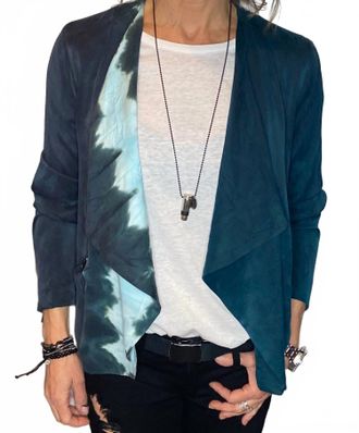 Chaser Silk Draped Jacket In Teal