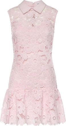 Self Portrait Lace Collared Mini Dress - Dames - Korte kleedjes - Roze - S - Leer - Kleedjes