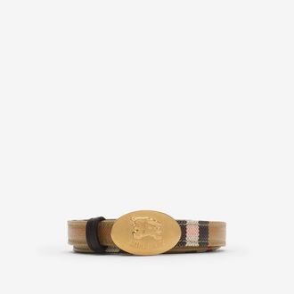 Burberry Thin Reversible Check Knight Stamp Belt