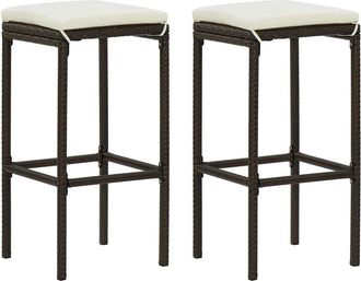 vidaXL Vidaxl - Taburetes de cocina con cojines 2 uds ratán sintético marrón