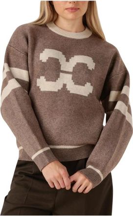 Co'Couture Row Coco Logo Knit - Dames - Ronde hals truien - Bruin - L - Wol - Truien & Vesten