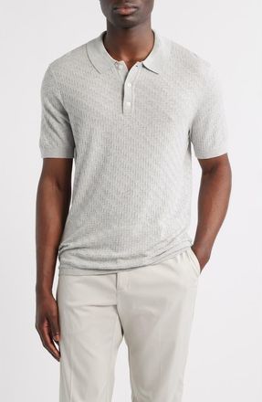 Robert Barakett Skelling Textured Polo Sweater in Dove Grey at Nordstrom, Size Xx-Large