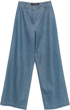 Karl Lagerfeld Shiny Denim Camal Ancho - Dames - Loose Fit Jeans - Blauw - 2XS - Denim - Jeans