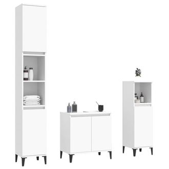 Berkfield Home Modern 3 Piece Bathroom Furniture Set White Engineered Wood