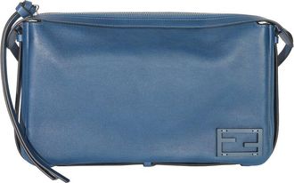 Fendi Blue Leather Medium Simply Shoulder Bag (Authentic Pre-Loved)